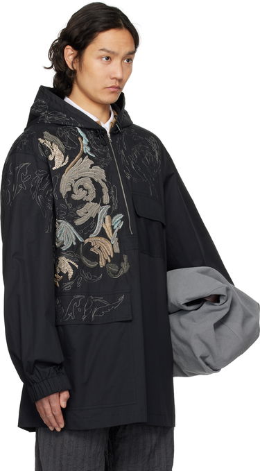 Vindjakke Dries Van Noten Dries Van Noten Embroidered Hooded Anorak Sort | 251-020545-1147, 1