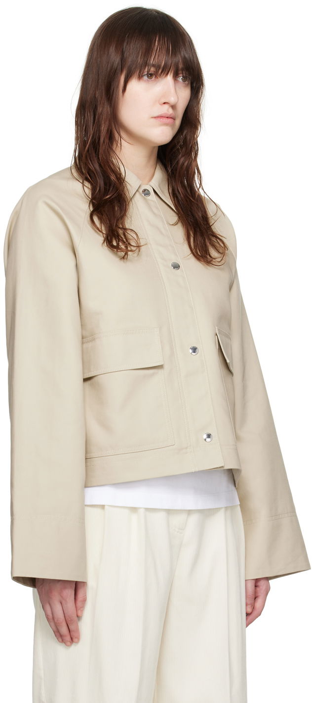 Jakke TOTEME TOTEME Cropped Flap Pocket Jacket Beige | 243-WRO0129-FB0198, 1