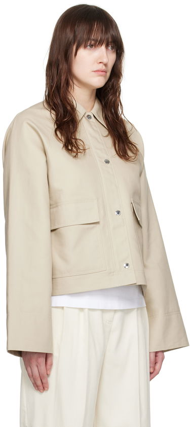 Jakke TOTEME TOTEME Cropped Flap Pocket Jacket Beige | 243-WRO0129-FB0198, 1