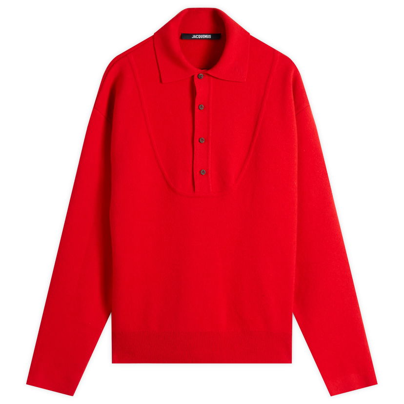 Polo skjorte Jacquemus Jacquemus Knitted Polo, Size Large Rød | 25HSWM00609AK00276-470