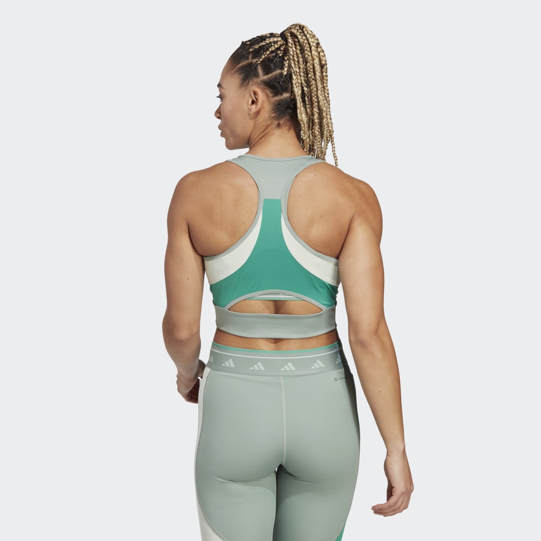 Crop top adidas Originals Techfit Crop Tank Top Grøn | IN5068, 1