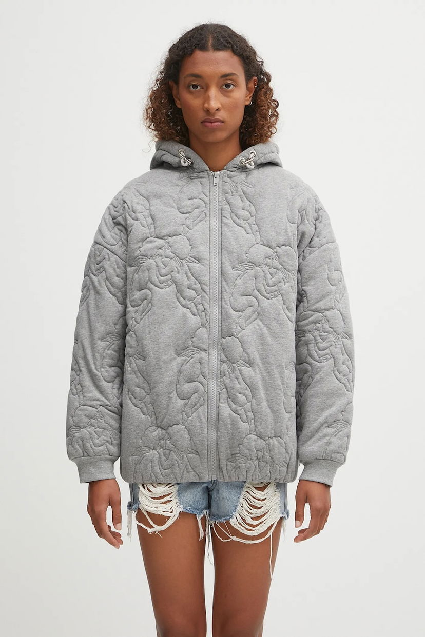 Jakke Fiorucci Fiorucci Kissing Angels Quilted Oversize Jacket Grå | W02FPSHO092CJ05GY01