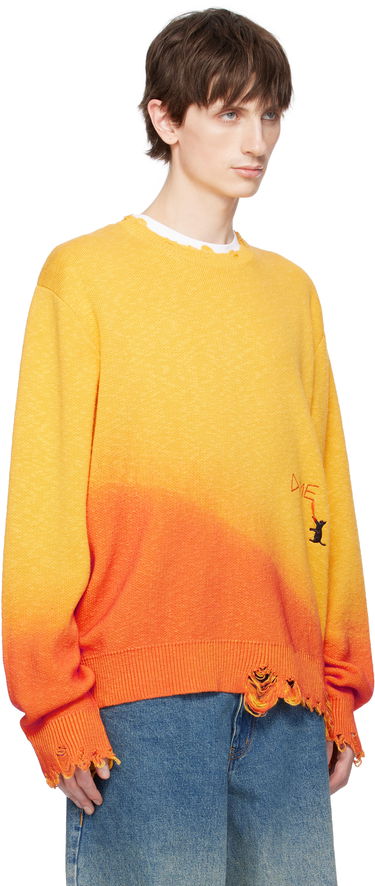 Sweater Dime Dime Gradient Knit Sweater with Cat Embroidery Orange | DIMESP2510SUN, 1