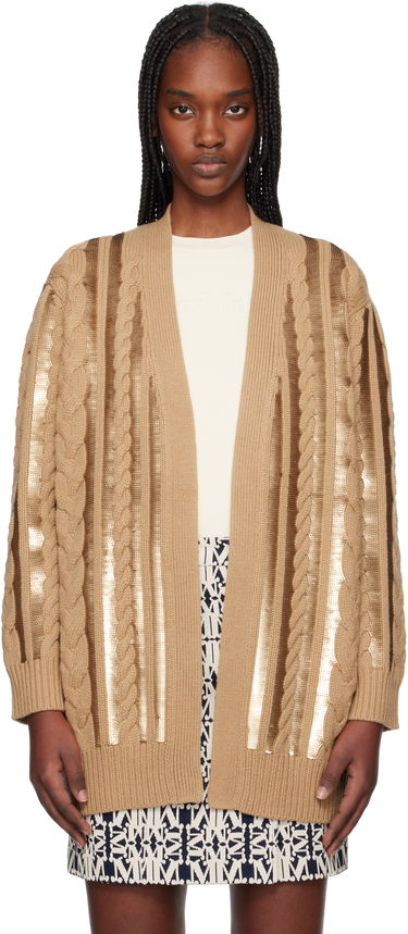 Sweater Max Mara Max Mara Cable Knit Sequin Cardigan Brun | 2511341011675, 0