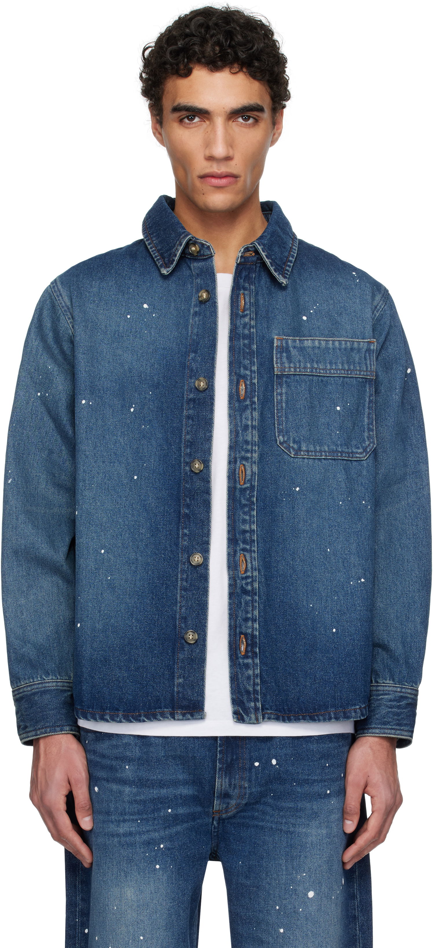 Skjorte A.P.C. A.P.C. Paint Splatter Denim Shirt Blå | COHGL-H02709, 0