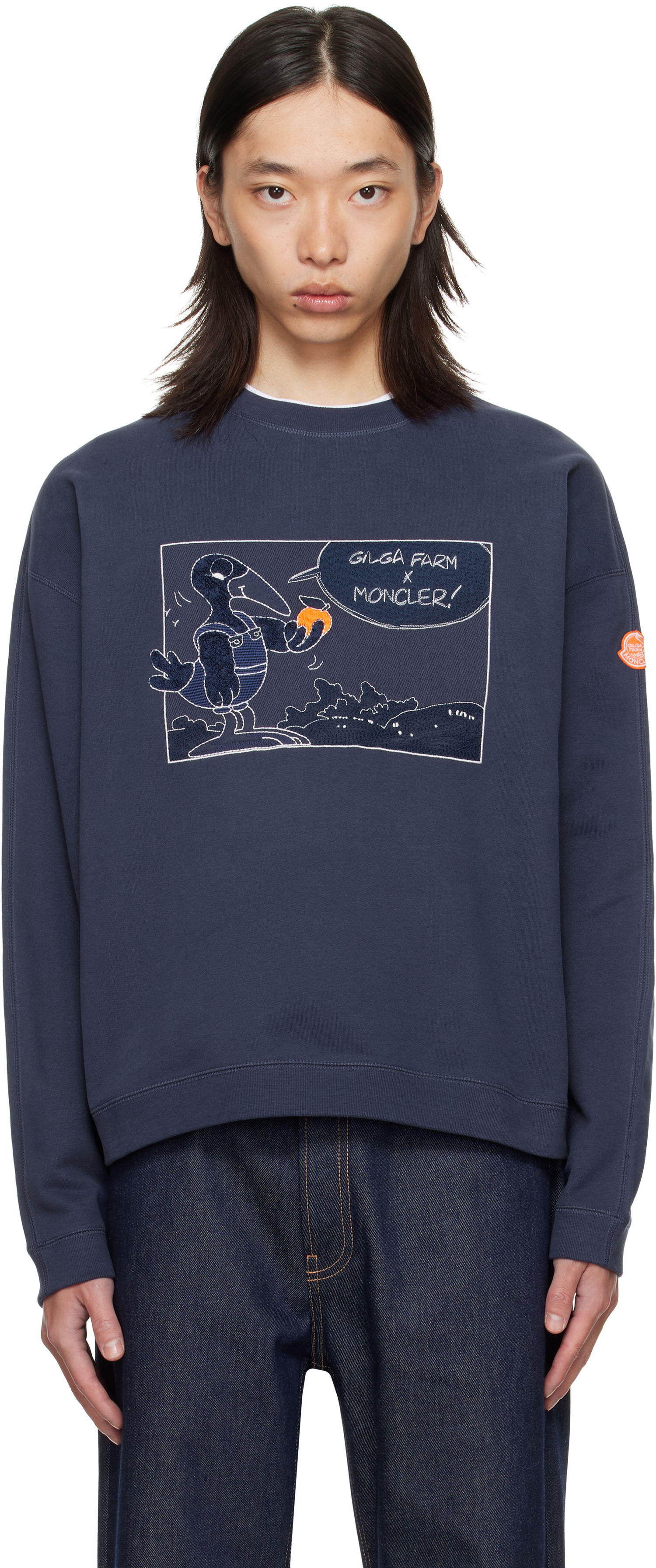 Sweatshirt Moncler Moncler Genius x Gilga Farm Cotton Sweatshirt Mørkeblå | K24028G0000289AUJ, 0