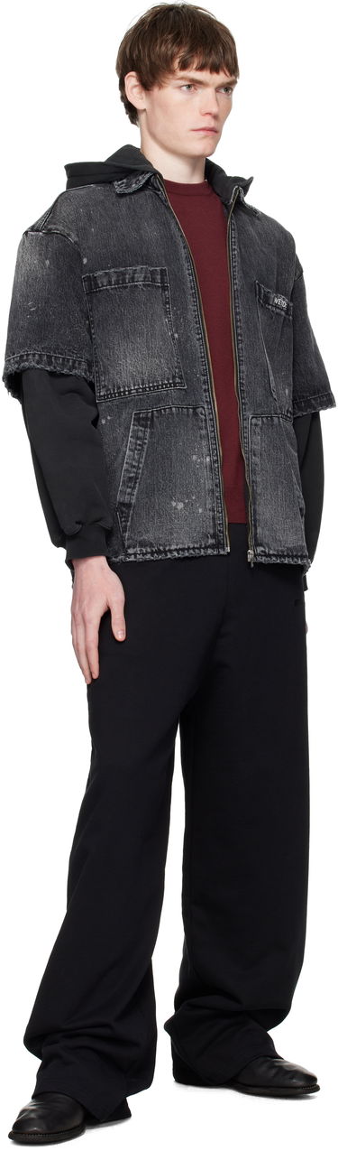 Jakke We11done We11done Faded Layered Hoodie Denim Jacket Sort | WD-DJ2-25-315-M-BK, 3