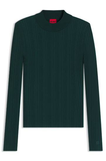 Sweater BOSS Ribbed sweater with mock neck Grøn | 50549762, 0
