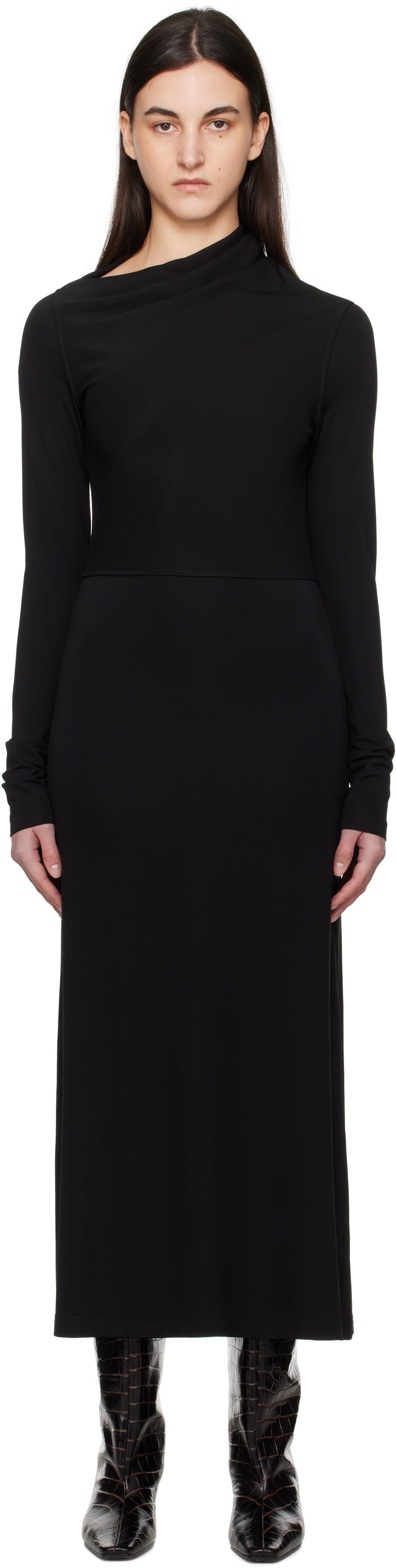 Kjole TOTEME TOTEME Draped Jersey Maxi Dress Sort | 251-WRD4459-FB0162