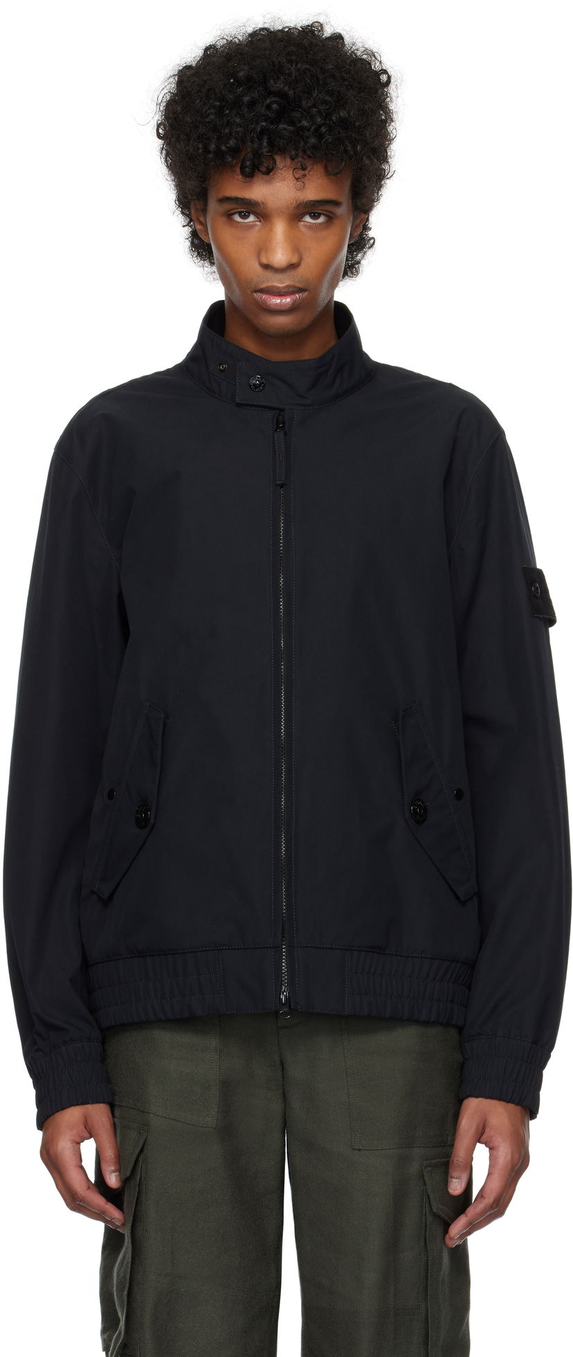 Bomberjakke Stone Island Stone Island Weatherproof Canvas Bomber Jacket Sort | K1S15 4100026 S00F1