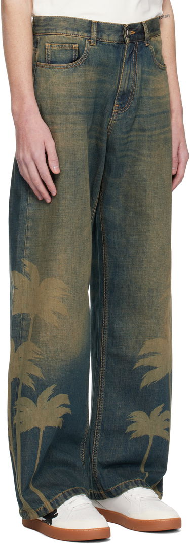 Jeans Palm Angels Laser Palms Loose Jeans Blå | PMYA049S25DEN0016009, 1
