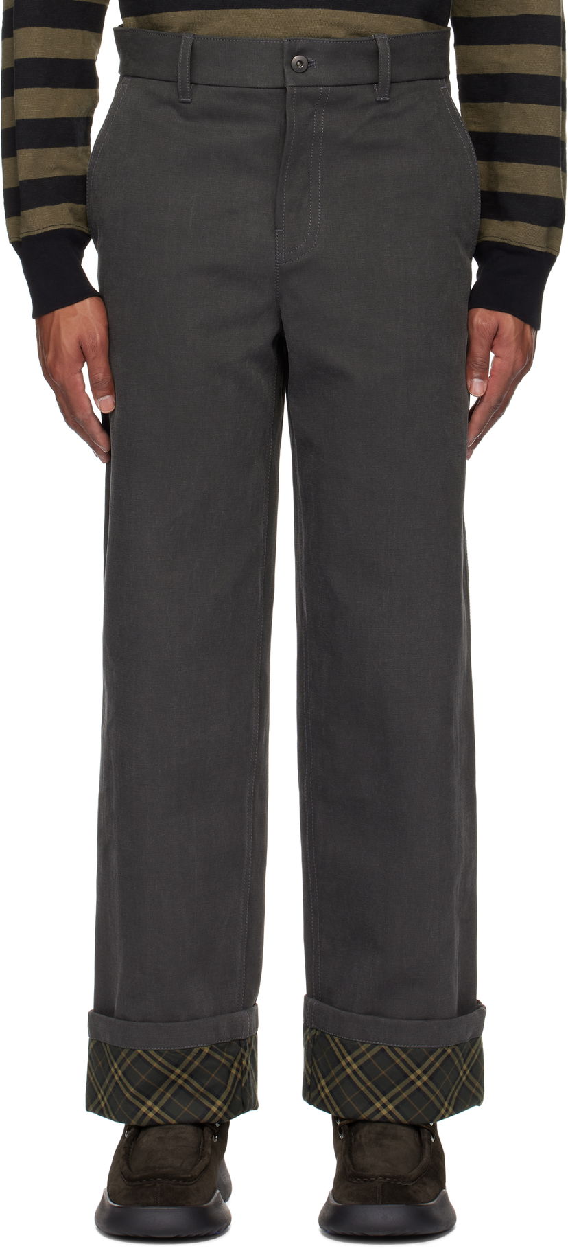 Bukser Burberry Cotton Carpenter Trousers with Cuffs Grå | 8097557