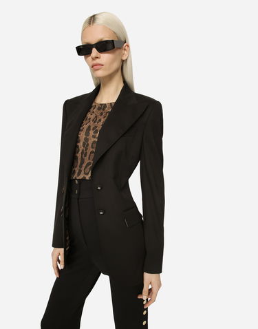 Jakke Dolce & Gabbana Dolce & Gabbana Gabardine Turlington Jacket with Top-Stitching Sort | F29Z8TGDCL0N0000, 3