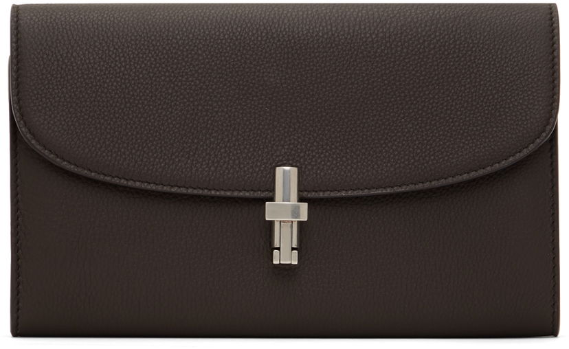Tegnebog The Row Pebbled Leather Continental Wallet Brun | W1652-L31