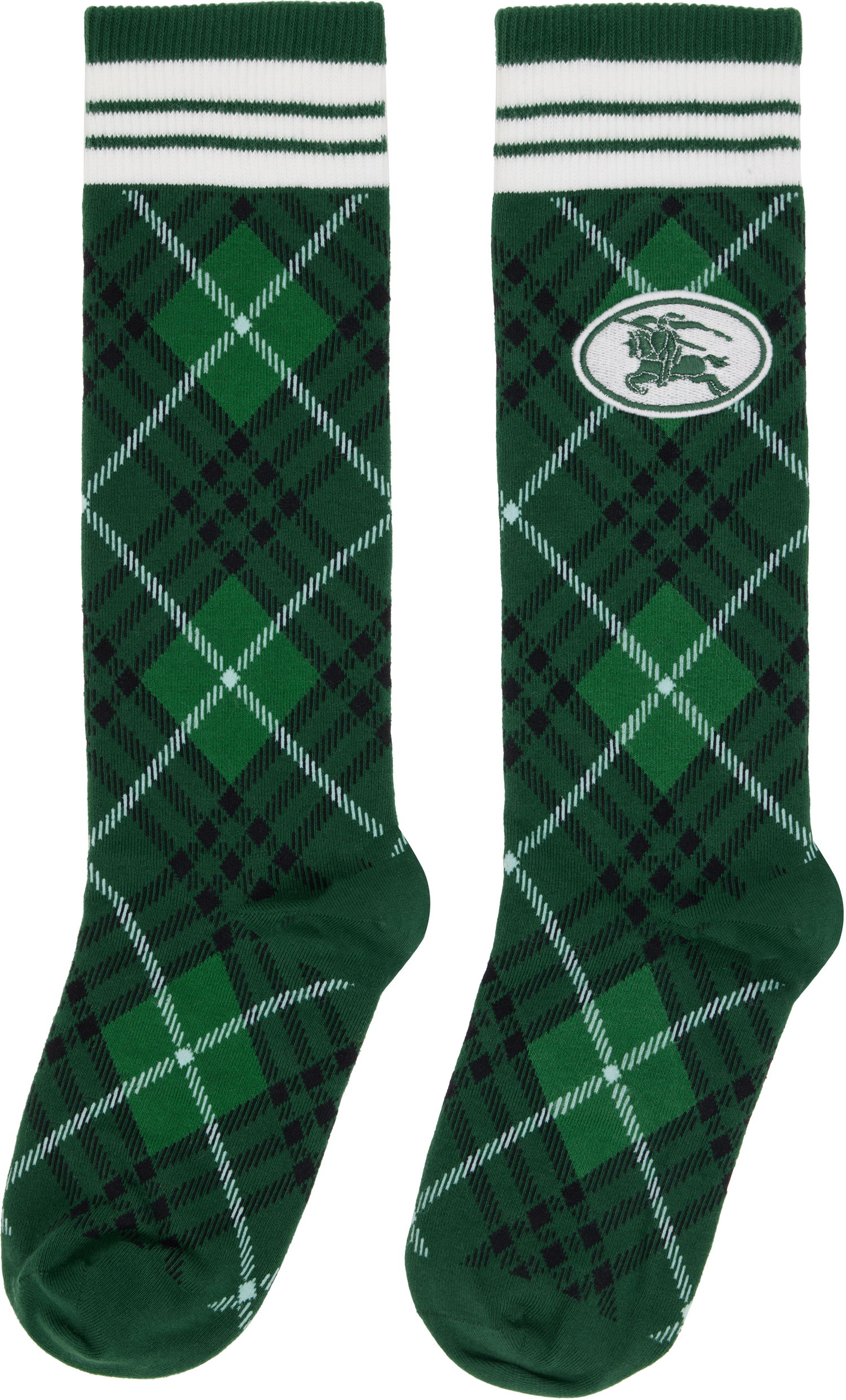 Sokker Burberry Burberry Argyle Check Stretch Socks Grøn | 8113536, 1