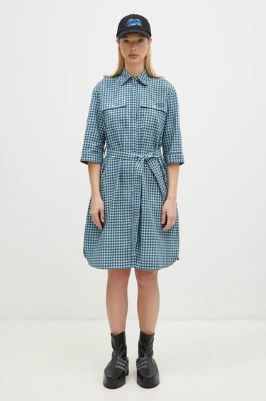 Kjole MAISON KITSUNÉ Maison Kitsuné Double Pocket Mini Oversize Dress Blå | NW01620WC5015, 5