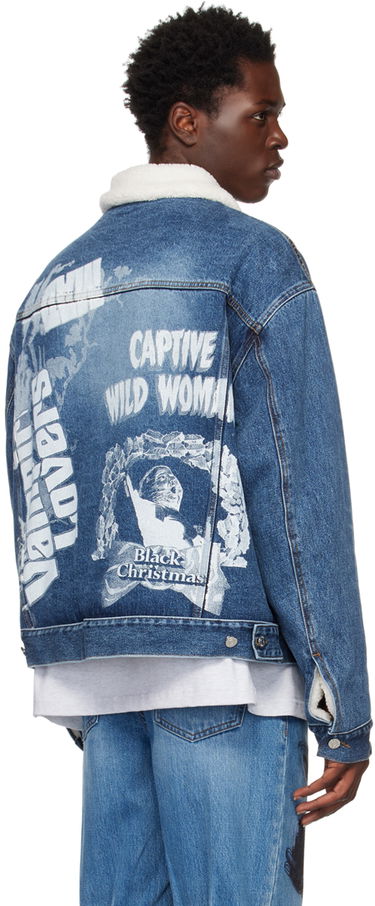 Jakke We11done Oversized Faux-Shearling Denim Jacket Blå | WD-DJ3-22-378-U-BL, 2