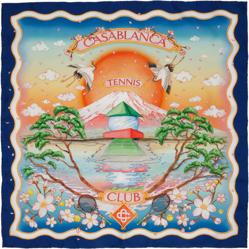 Tørklæde Casablanca Casablanca Tennis Club Silk Scarf Blå | APF25-ACC-053-02