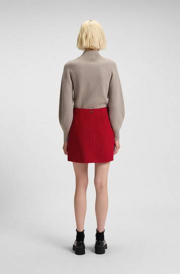 Nederdel BOSS A-line mini skirt with textured effect Rød | 50547637, 1
