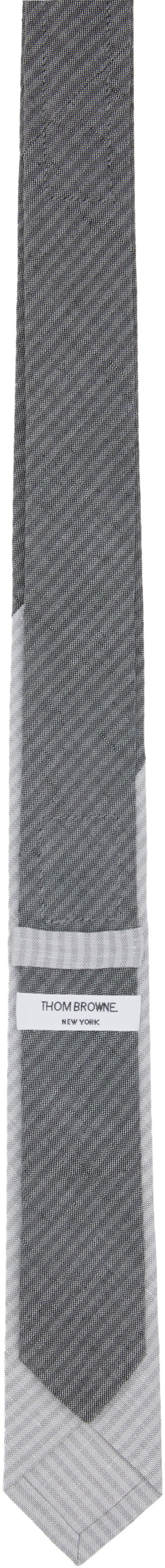 Tørklæde Thom Browne Thom Browne Tonal University Stripe Linen Cotton Tie Grå | MNL039C-F0940, 1