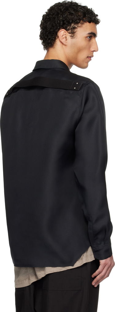 Skjorte Rick Owens Hollywood Silk Gazar Overshirt Sort | RU01E5236 SG, 2