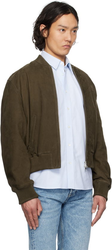 Bomberjakke AMI AMI Paris Zipped Suede Jacket Grøn | HJK152.LH0052, 1