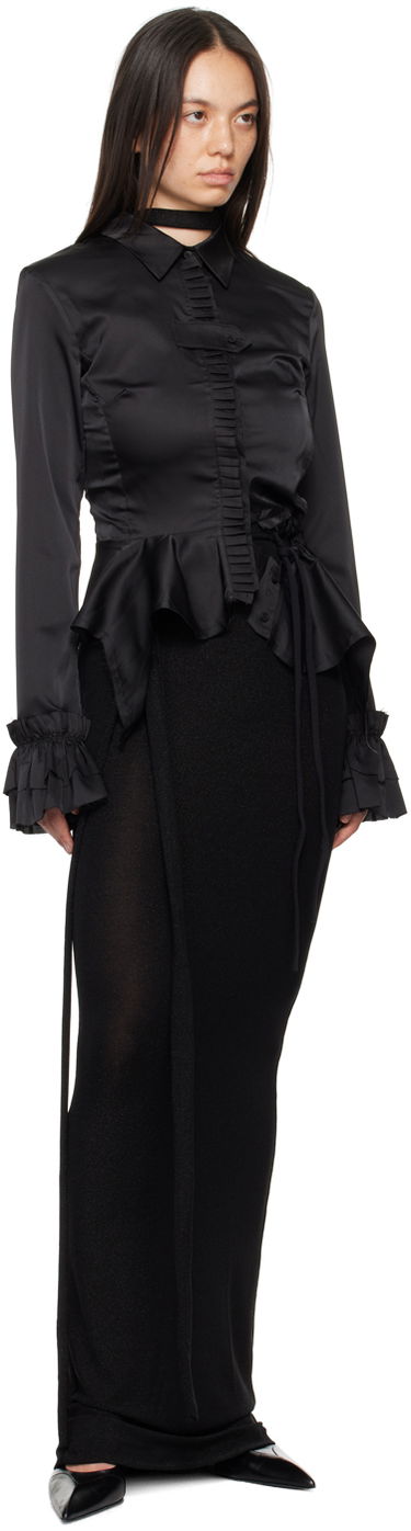 Skjorte Ottolinger Ottolinger Ruffled Satin Blouse Sort | 1110105921, 3