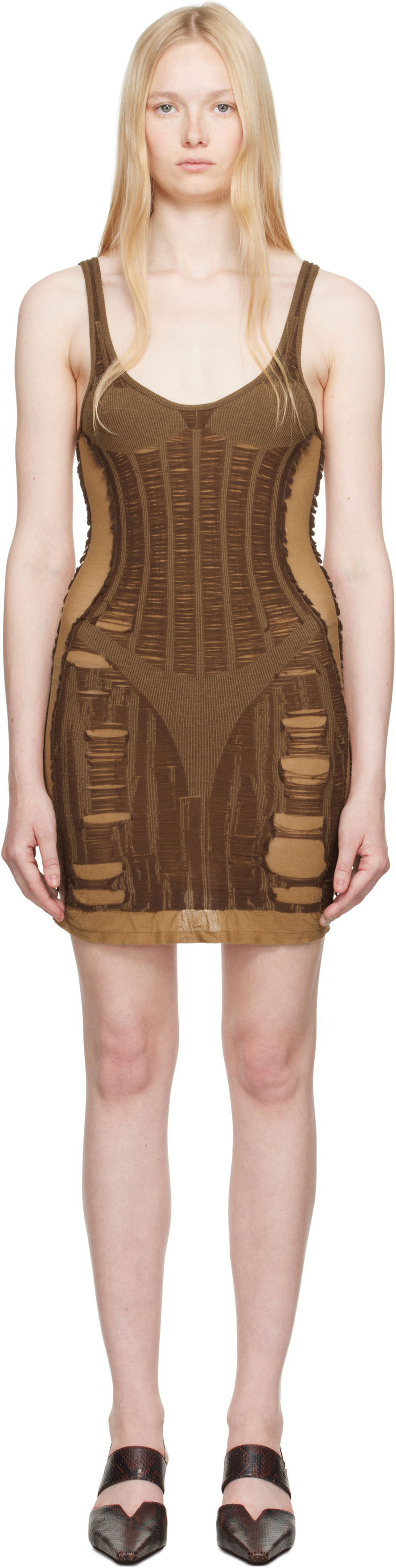 Kjole Diesel Diesel M-Calimera Distressed Mini Dress Brun | A19215 0BJBI, 0