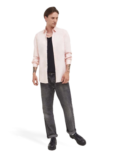 Skjorte BOSS Slim-fit Shirt with Doodle Motif Lyserød | 50494500