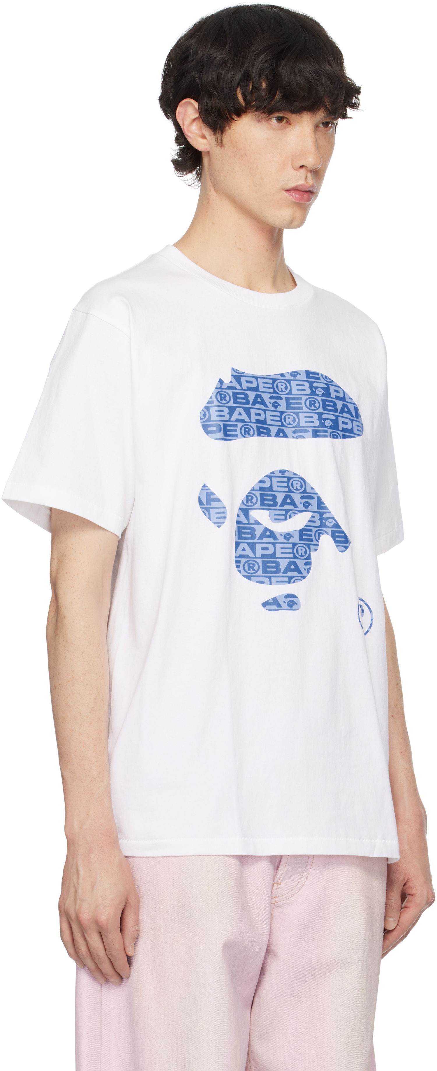 T-shirt BAPE Lux Sport Pattern Ape Face T-Shirt Hvid | 001TEK801049M, 1