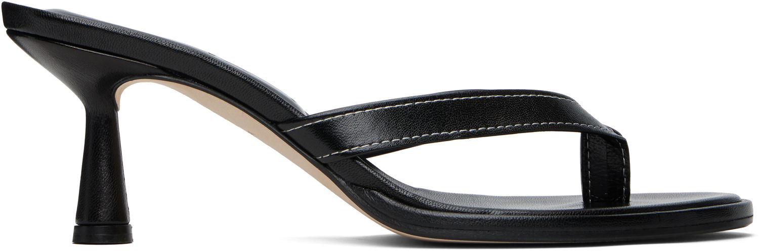 Skopleje Aeyde Aeyde Daphne Leather Toe-Post Heeled Sandals Sort | A11-HS-AEAR75CI187-SS25-800-007, 0