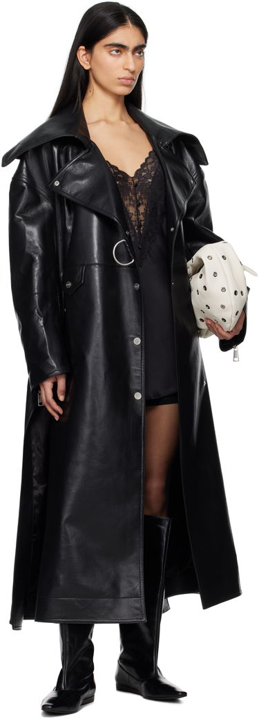 Trenchcoat Nanushka Nanushka Teca Regenerated Leather Trench Coat Sort | NW25RSOW14099, 4