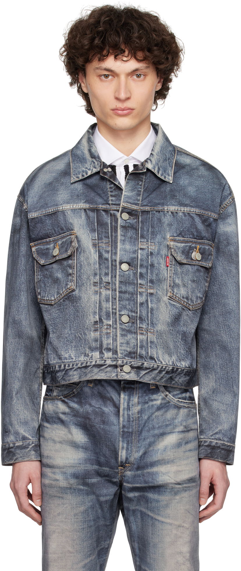 Jakke Junya Watanabe Junya Watanabe Levi's Edition Denim Trucker Jacket Blå | WO-J910-100