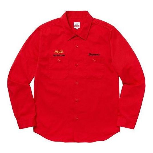 Skjorte Supreme Honda Fox Racing Work Shirt Rød | SUP-FW19-601, 0