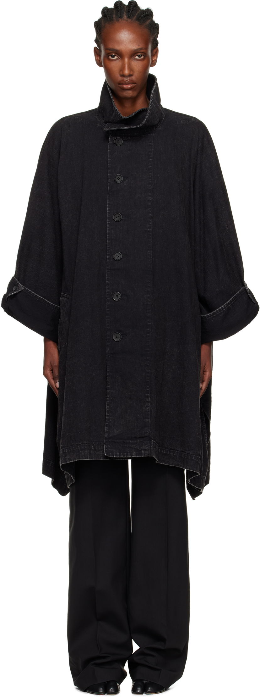 Frakker Yohji Yamamoto YOHJI YAMAMOTO High Neck Denim Coat Sort | FM-C51-007