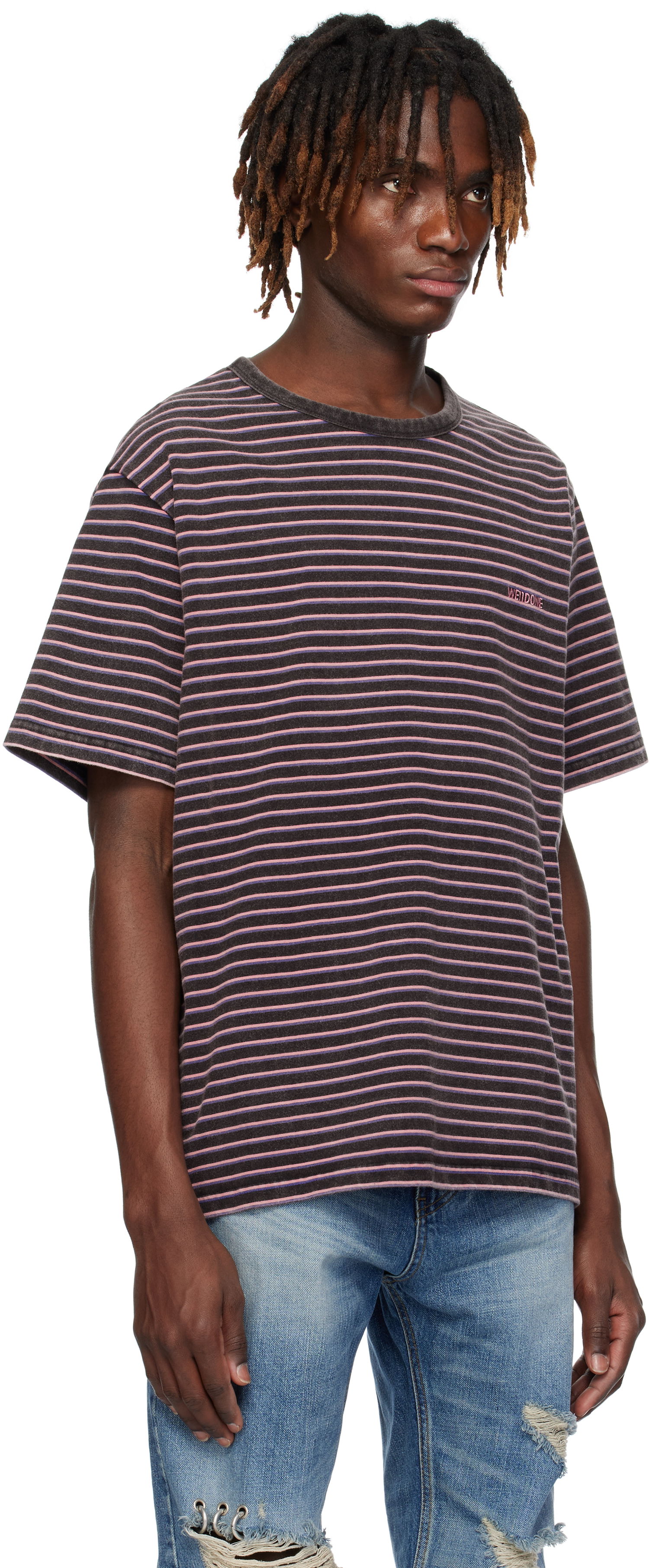 T-shirt We11done We11done Logo Striped T-Shirt Flerfarvet | WD-TT0-25-736-U-BK, 1
