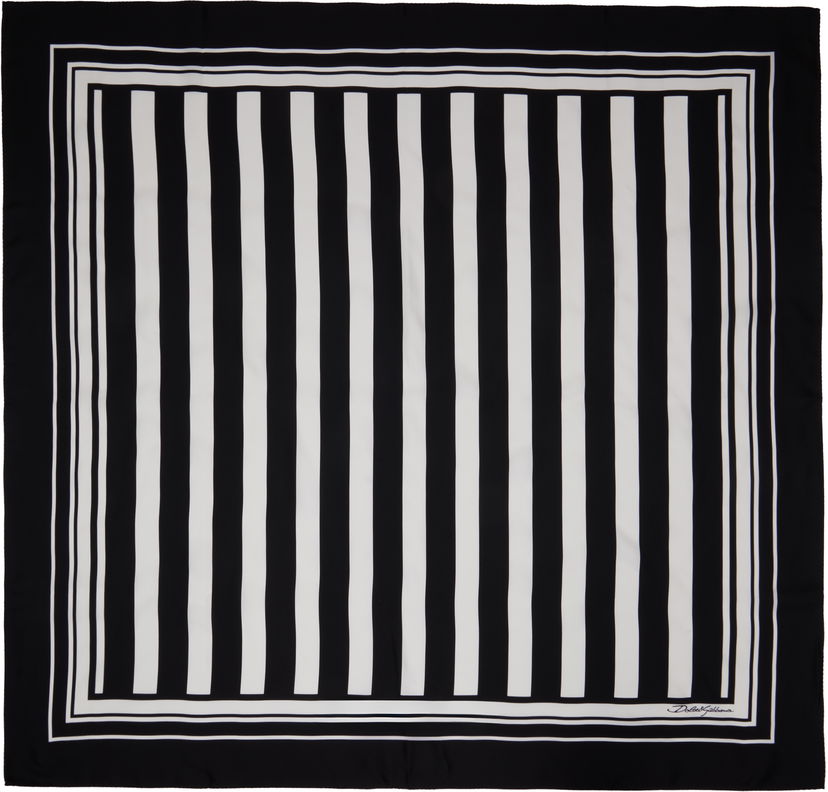 Tørklæde Dolce & Gabbana Dolce&Gabbana Striped-Print Silk Twill Scarf Sort | GQ260EG0WUE