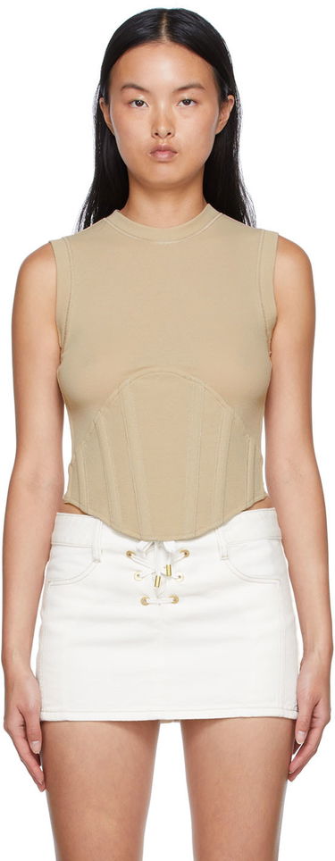 Tanktop Dion Lee Cotton Fitted Tank Top Beige | C3048S22, 0