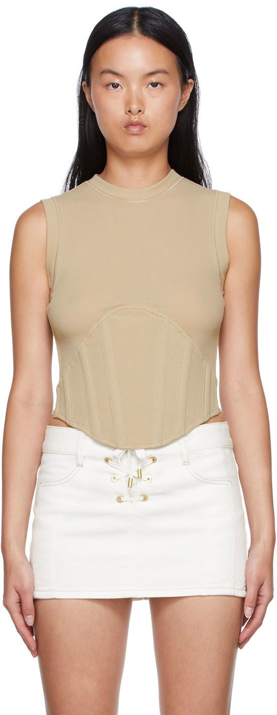 Tanktop Dion Lee Cotton Fitted Tank Top Beige | C3048S22