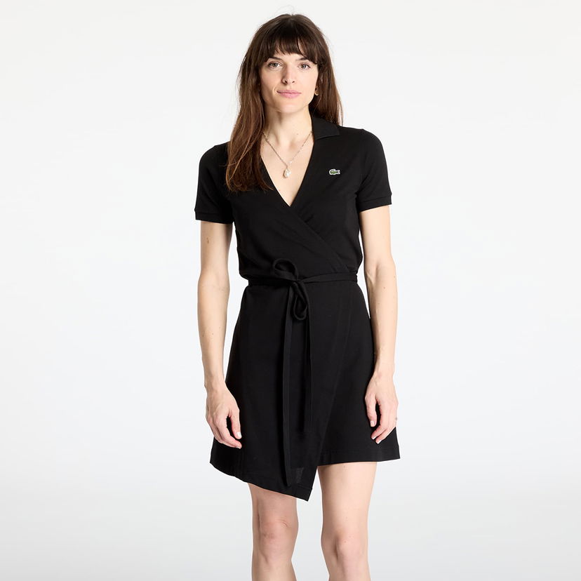 Kjole Lacoste Lacoste Stretch Mini Pique Wrap Dress Sort | EF7252 031