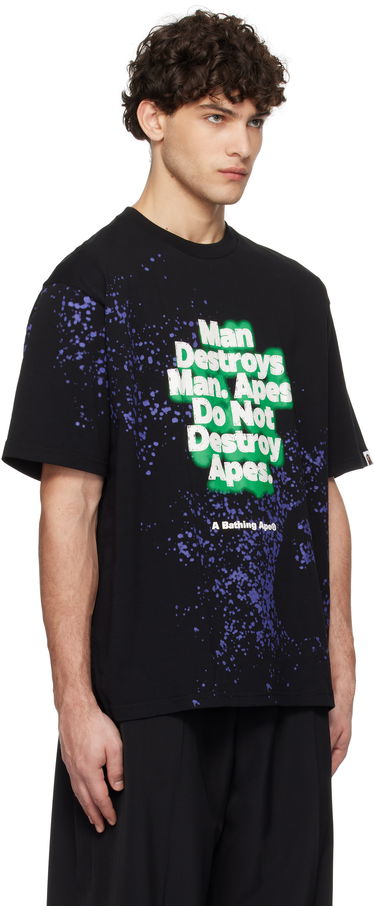 T-shirt BAPE Spray Print Slogan T-Shirt Sort | 001CSK801313M, 1