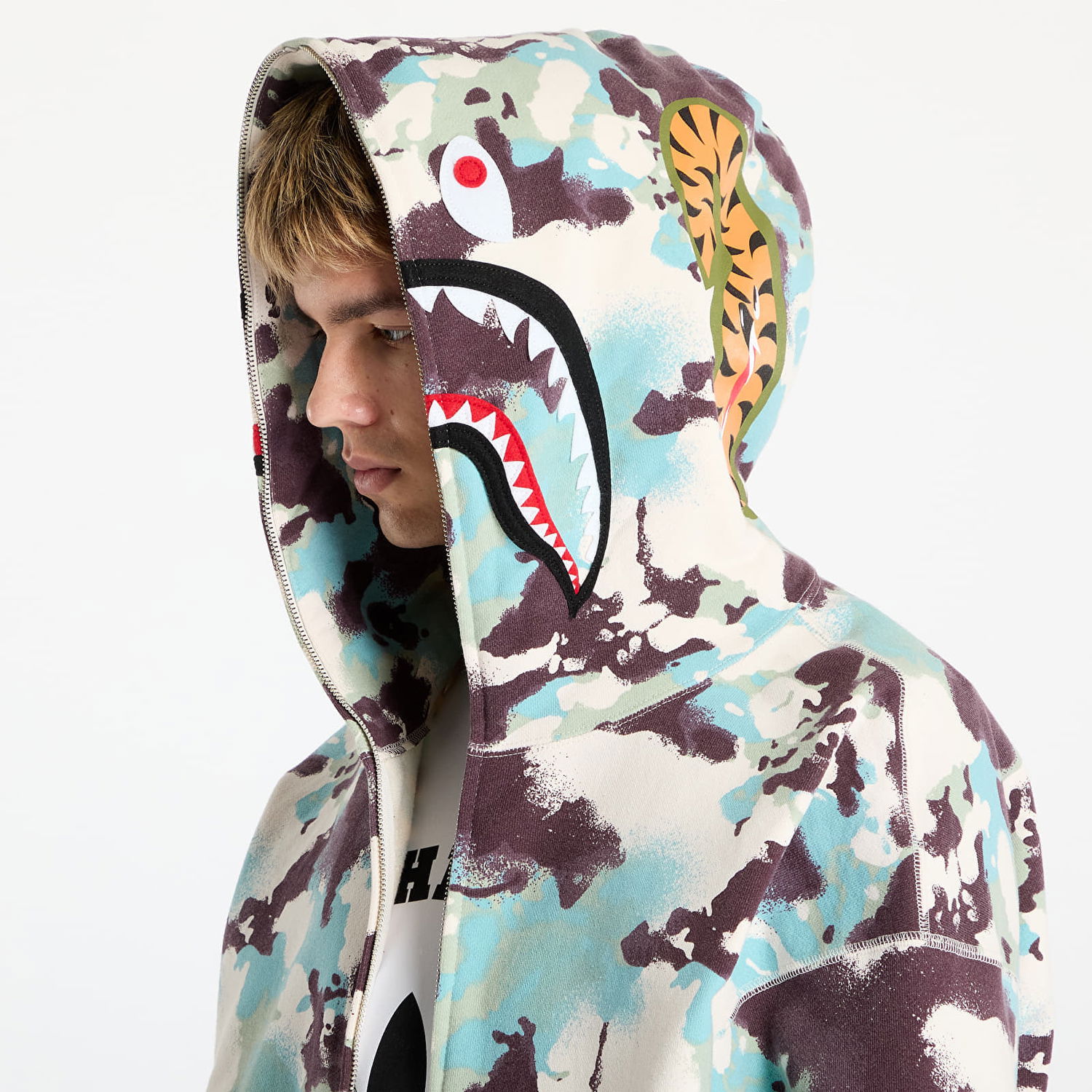 Sweatshirt BAPE A BATHING APE Map Camo Shark Relaxed Fit Full Zip Hoodie Flerfarvet | 001ZPL301001MMUL, 1
