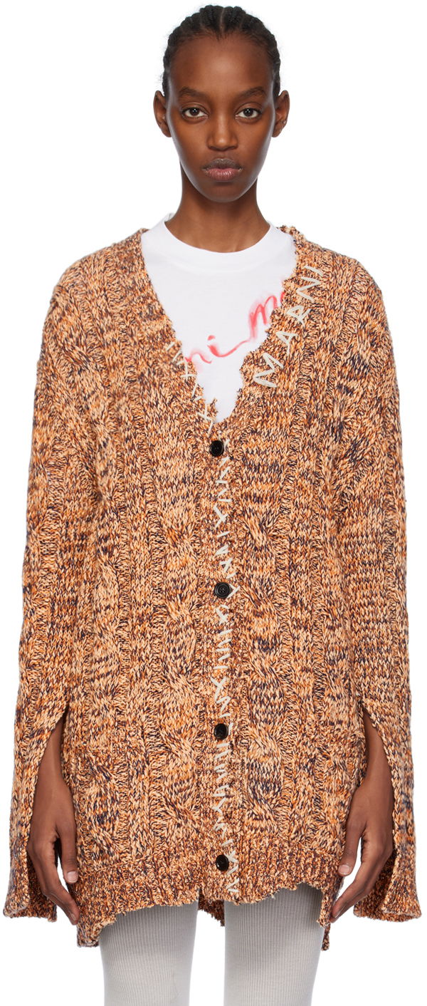 Sweater Marni Distressed Cardigan Orange | CDMD0329Q0 UFC068, 0