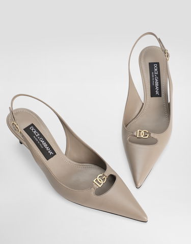 Tilbehør Dolce & Gabbana Dolce & Gabbana Silk-Effect Nappa Leather Slingbacks Beige | CG0796A19538I399, 3