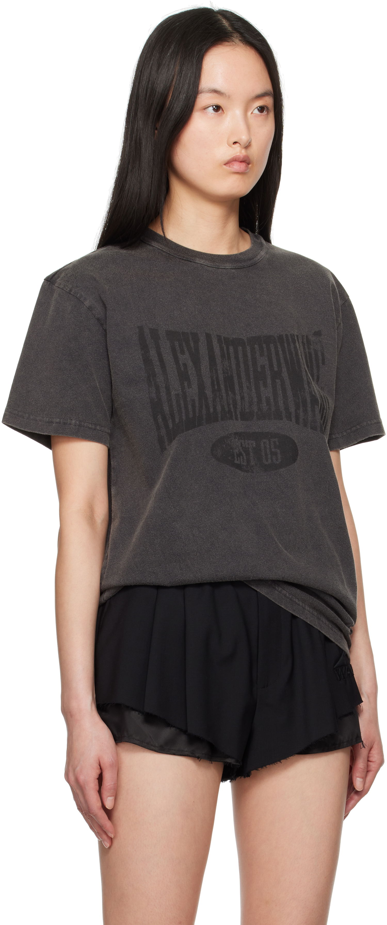 T-shirt Alexander Wang Alexander Wang.t Distressed Logo T-Shirt Grå | 4CC2251542, 1