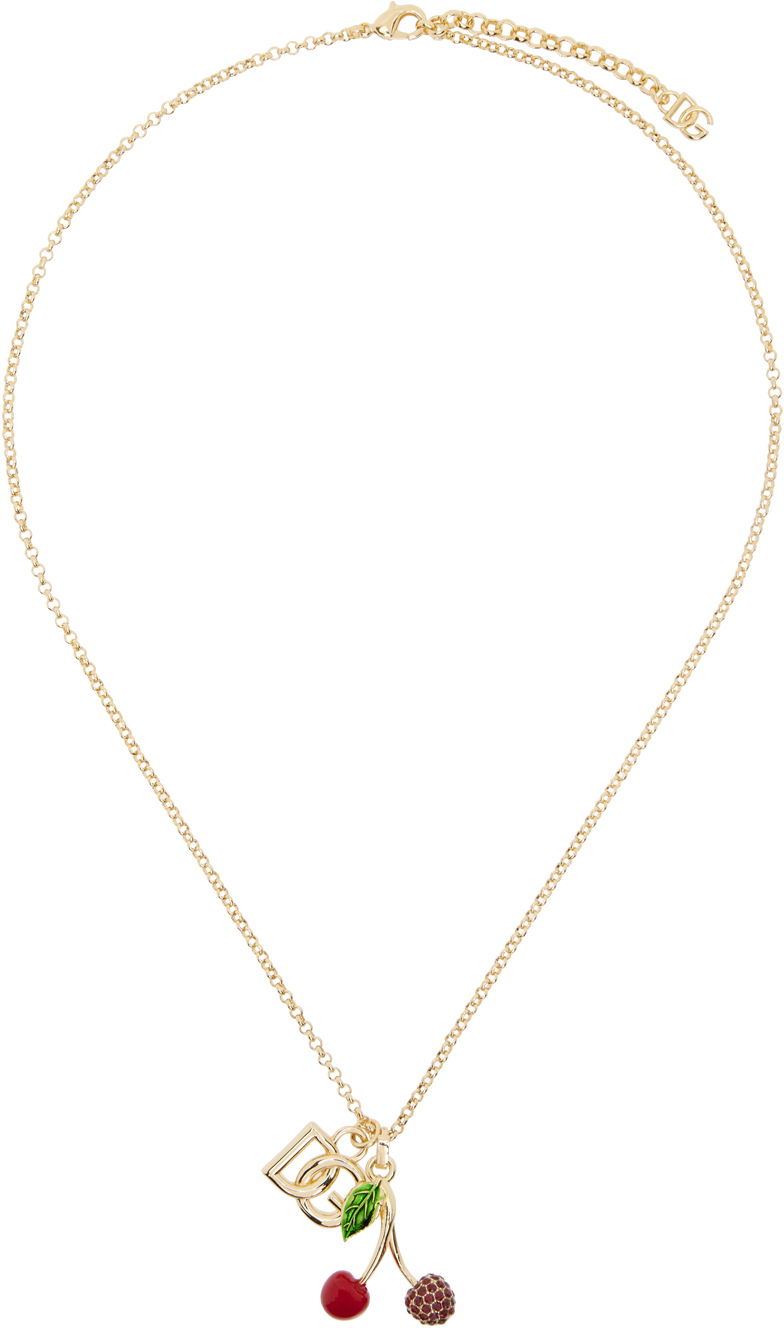 Halskæde Dolce & Gabbana Gold 'DG' Logo & Cherries Necklace Metalisk | WNP6C1W1111