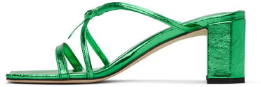 Sneakers og sko BY FAR June Metallic Leather Heeled Sandals Grøn | 23SSJUNSCVGA, 2