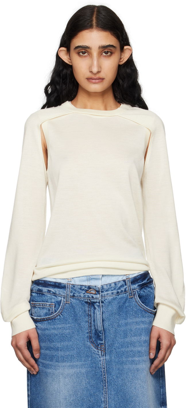 Sweater Helmut Lang Women's Shrug Knit Sweater Hvid | SHRUG CREW
