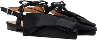 Tøj GANNI GANNI Big Bow Slingback Flats Sort | S2859, 3