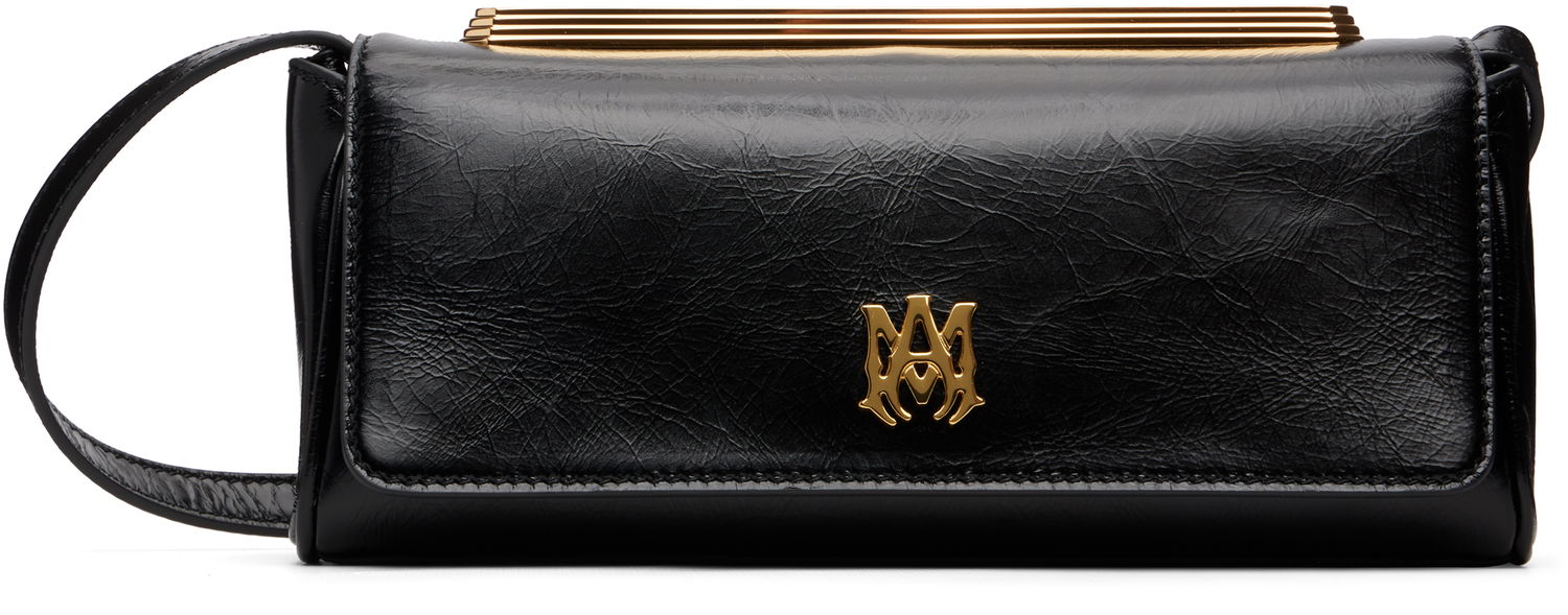 Håndtaske AMIRI Leather 'MA' Gold-Tone Frame Clutch Sort | AWBGCH1005, 0